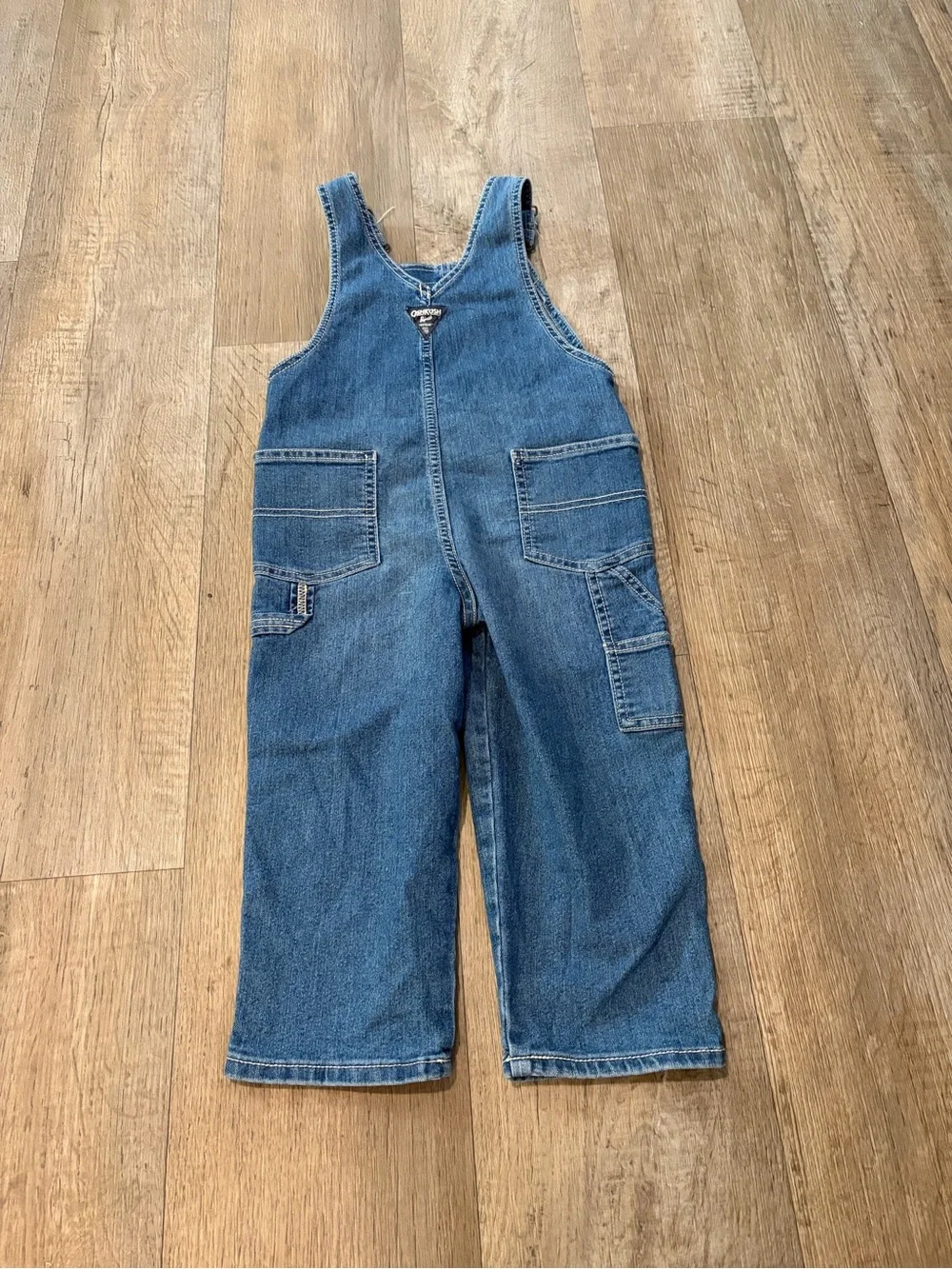 Boys 4T OshKosh B'gosh Blue Denim Overalls with Batman Embroidered Logo
